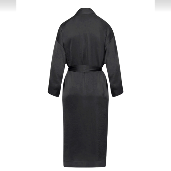 Wilfred Aritzia | Monody Satin Robe | Black Satin Wrap Jacket | Full Length | SM - Picture 5 of 9